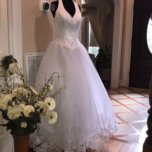 Pure white debutante or wedding gown.